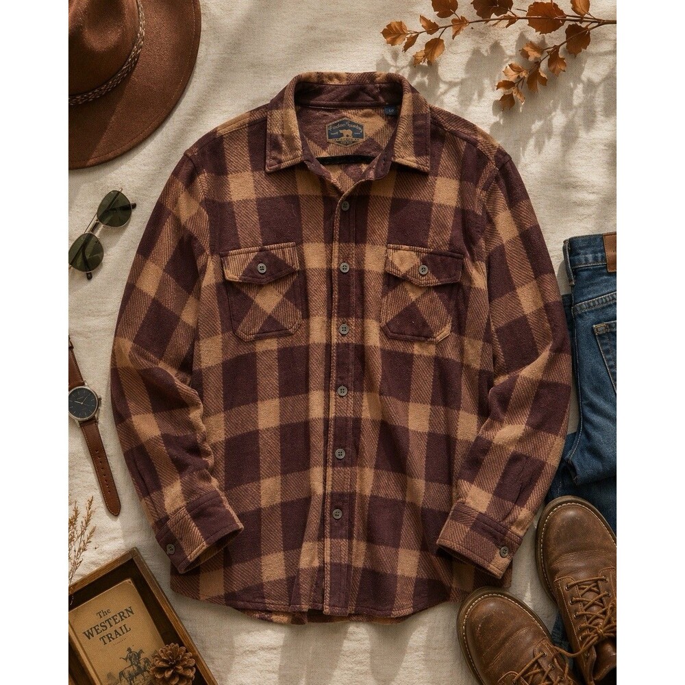 Freedom Foundry Flannel Shirt Jacket Mens Large Plaid Button Up Shacket Workwear